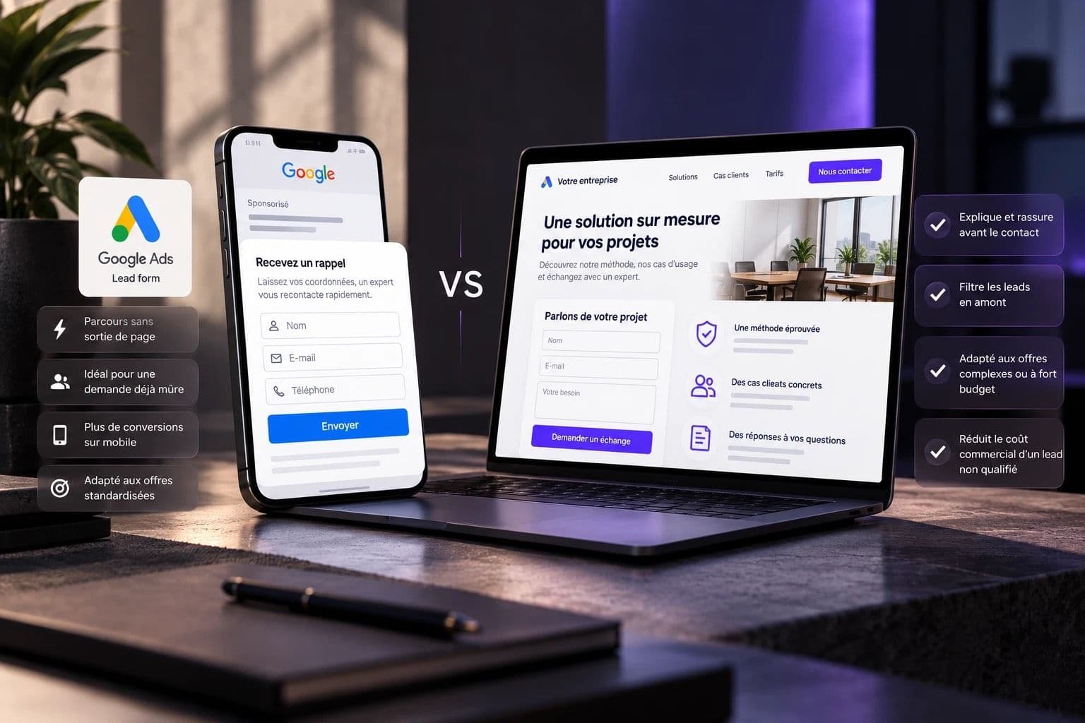 Landing page ou formulaire natif Google Ads : comment choisir sans sacrifier la qualité des leads