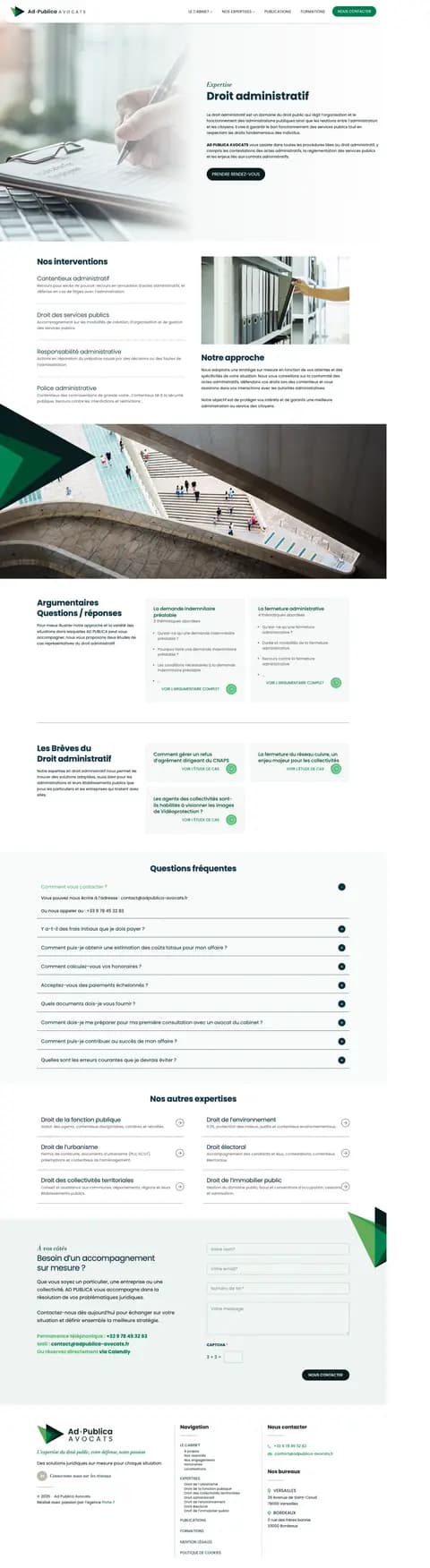 La page Droit administratif en pleine hauteur, rubrique argumentaires en évidence.