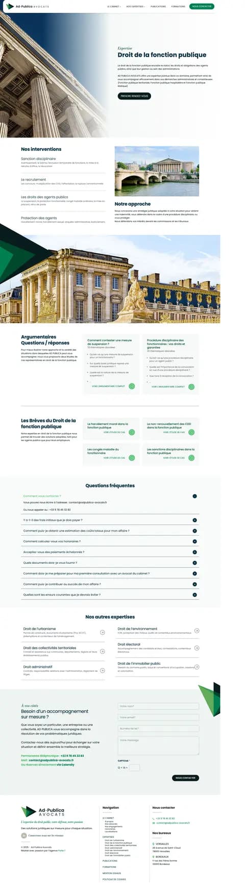 La page Droit de la fonction publique en pleine hauteur, rubrique argumentaires en évidence.