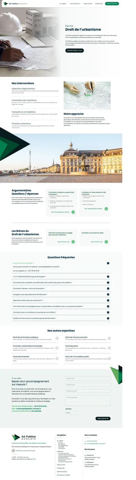La page Droit de l'urbanisme en pleine hauteur, rubrique argumentaires en évidence.
