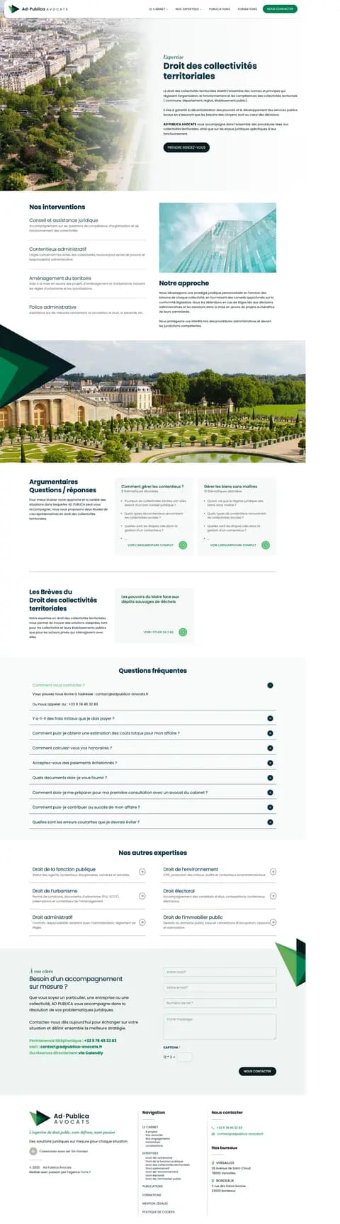 La page Droit des collectivités territoriales en pleine hauteur, rubrique argumentaires en évidence.