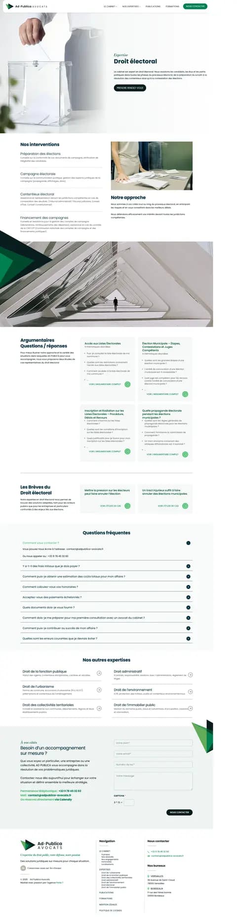 La page Droit électoral en pleine hauteur, rubrique argumentaires en évidence.