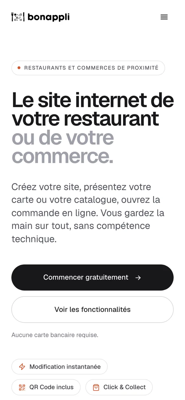 Accueil de bonappli.fr sur smartphone, avec le titre du repositionnement.